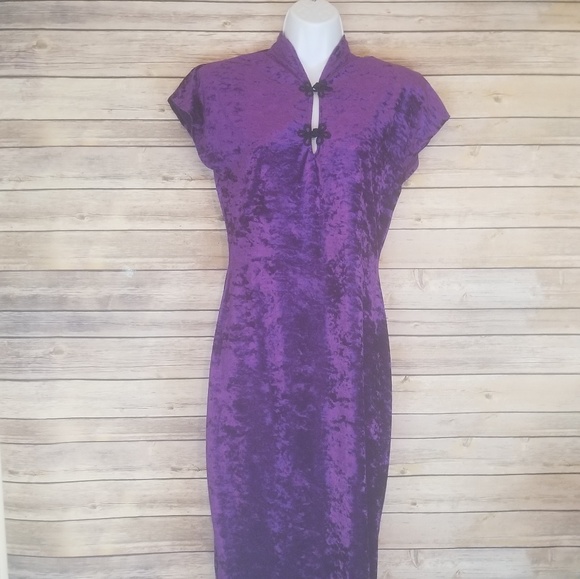 Price cut! Vintage Chinese Purple Evening Dress - Picture 3 of 8